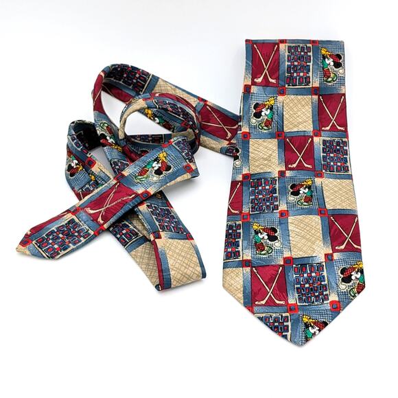 Vintage Mickey Unlimited Mickey Mouse Tie 90s Golf Motif Made in Italy Disney - Picture 1 of 8